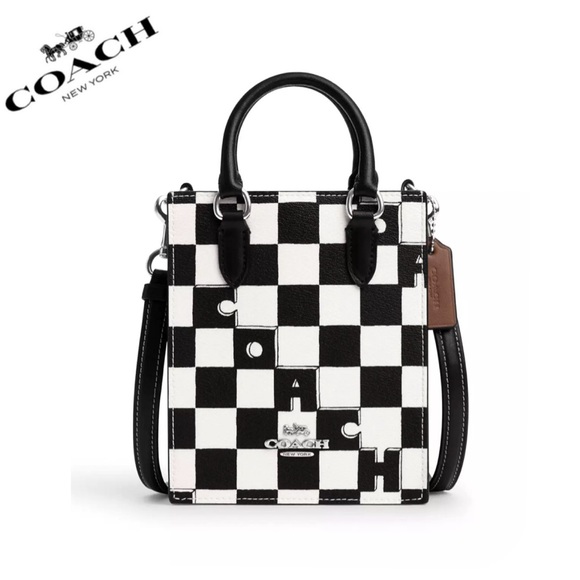NWT COACH Bundle North South Mini Tote/Slim Id Card Case With Checkerboard Print - Picture 5 of 10